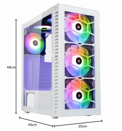 Tour midi Kolink Observatory HF Glass Boîtier PC blanc 2 ventilateurs LED pré-installés 4 ventilateurs LED pré-install - vue 4