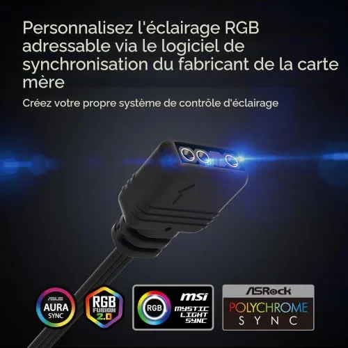 Ventilateur Boîtier PC - Gamdias - Aeolus M3 RGB - 12 cm - Noir - RGB - vue 4