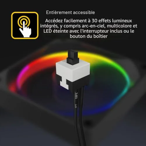 Ventilateur Boîtier PC - Gamdias - Aeolus M3 RGB - 12 cm - Noir - RGB - vue 6