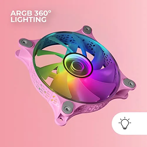Ventilateur Boîtier PC - Mars Gaming - MF-3D RGB - 12 cm - Couleur Rose - Éclairage RGB - vue 3