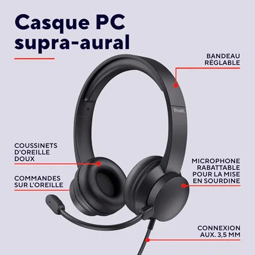 Trust Roha II Casque USB Filaire Micro ENC Antibruit On-Ear - vue 2