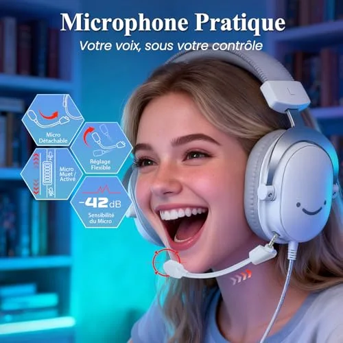 FIFINE AmpliGame H9 Casque Gaming 7.1 USB/Jack 3.5 mm Micro Détachable - vue 3