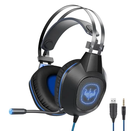 OVLENG GT64 casque gamer bleu LED 40 mm