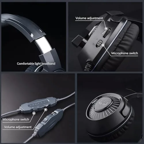 Casque gamer OVLENG GT67 noir avec micro et retro éclairage LED pour PC & consoles - Haut-parleur 40mm - Contrôle du - vue 3