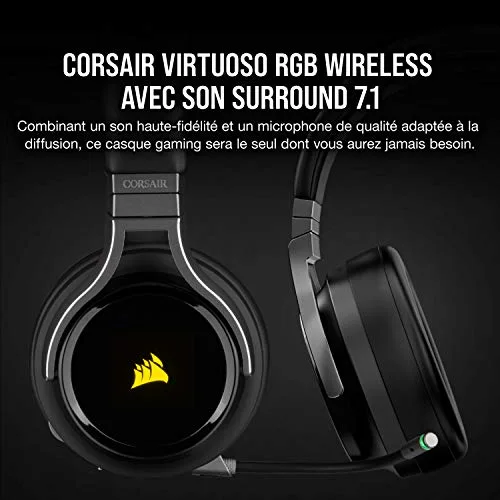 Corsair Virtuoso RGB Wireless Noir 50 mm Sans-fil Slipstream - vue 2