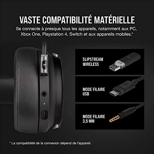 Corsair Virtuoso RGB Wireless Noir 50 mm Sans-fil Slipstream - vue 5