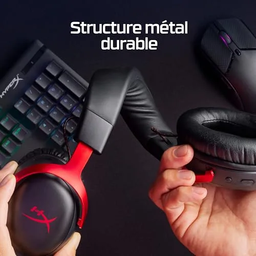 Casque Gamer Sans Fil - HyperX Cloud III - pour PC & console - Noir/Rouge - vue 2