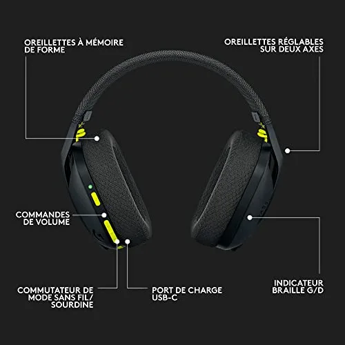 Logitech G435 Lightspeed Noir Sans-fil Bluetooth 18h - vue 9