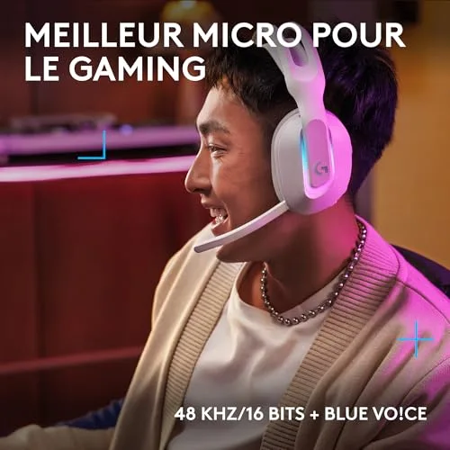 Logitech G G522 Lightspeed Blanc Sans-fil 2,4 GHz Bluetooth - vue 3