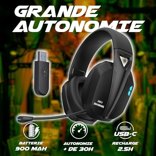AKUMA SEINEN H01 WL Casque Gaming Sans Fil 3-en-1 Micro Détachable - vue 2