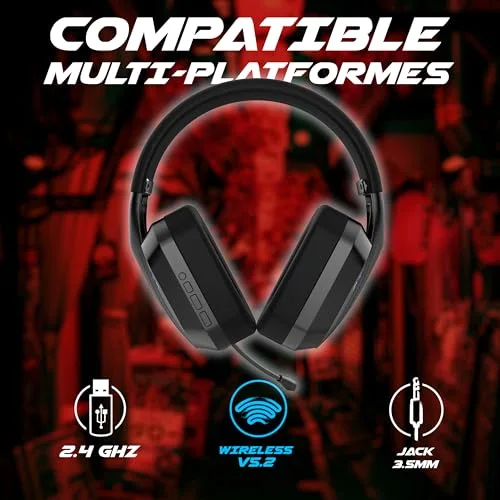 AKUMA SEINEN H01 WL Casque Gaming Sans Fil 3-en-1 Micro Détachable - vue 5