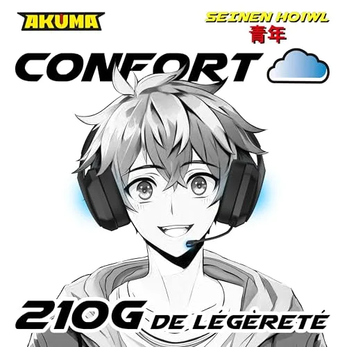 AKUMA SEINEN H01 WL Casque Gaming Sans Fil 3-en-1 Micro Détachable - vue 7