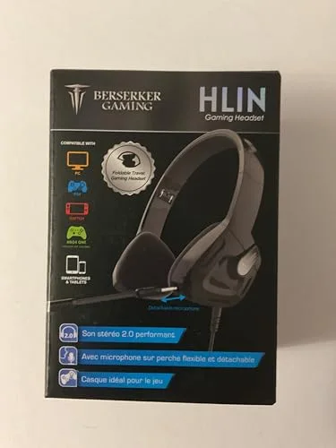 Casque Gaming - BERSERKER - Hlin Silver-Black - Filaire stéréo - Microphone détachable - Pliable - vue 2