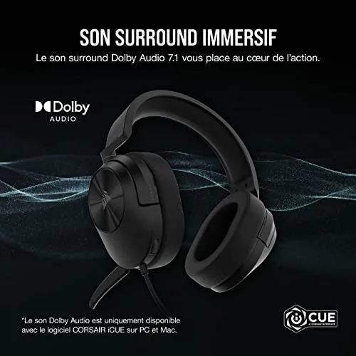 Corsair HS55 Surround Carbone Filaire Dolby Audio 7.1 - vue 2