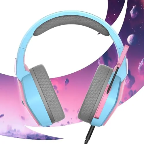 Oniverse Nebula Rose Casque Gaming Filaire 50mm LED - vue 3
