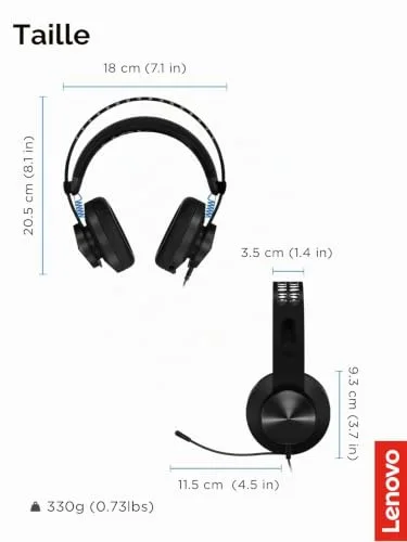 Casque Gaming LENOVO Legion H300 Stereo - Casque micro avec Répartiteur audio - vue 8