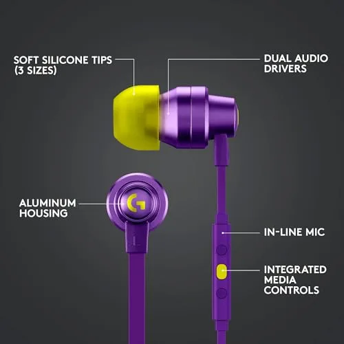 Logitech G333 Écouteurs Gaming Filaire Violet 3,5 mm + USB-C - vue 7