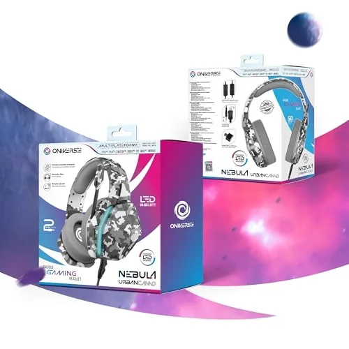Oniverse Nebula Urban Camo Casque Gaming Filaire 50mm LED - vue 7