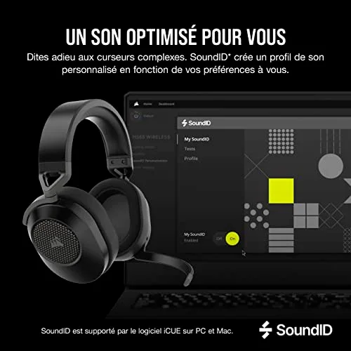 Corsair HS65 Wireless V2 Carbone 2.4GHz Bluetooth 50mm - vue 4