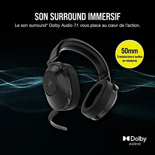Corsair HS65 Wireless V2 Carbone 2.4GHz Bluetooth 50mm - vue 5