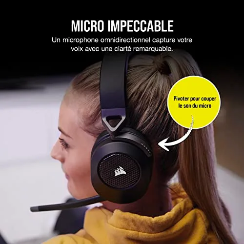 Corsair HS65 Wireless V2 Carbone 2.4GHz Bluetooth 50mm - vue 6