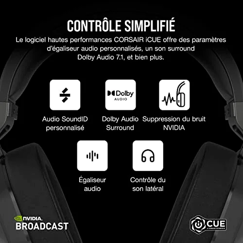 Corsair HS65 Wireless V2 Carbone 2.4GHz Bluetooth 50mm - vue 8