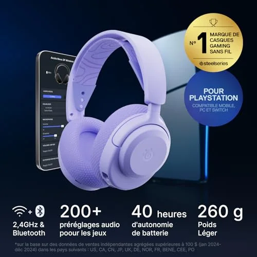 SteelSeries Arctis Nova 3P Wireless 40h Bluetooth 2.4 GHz - vue 2