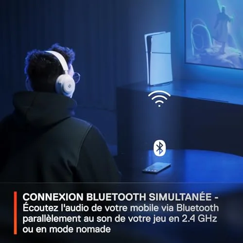 SteelSeries Arctis Nova 7P Wireless Blanc 38h Autonomie Bluetooth 5.3 - vue 3
