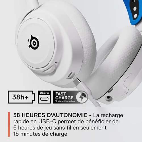 SteelSeries Arctis Nova 7P Wireless Blanc 38h Autonomie Bluetooth 5.3 - vue 4