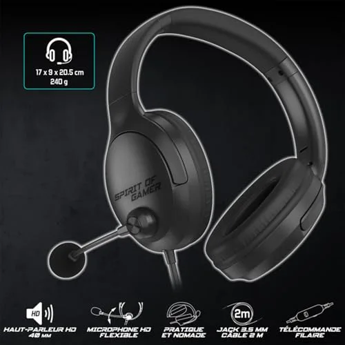 Spirit of Gamer PRO H4 DARK Filaire Jack 3,5 mm - vue 2