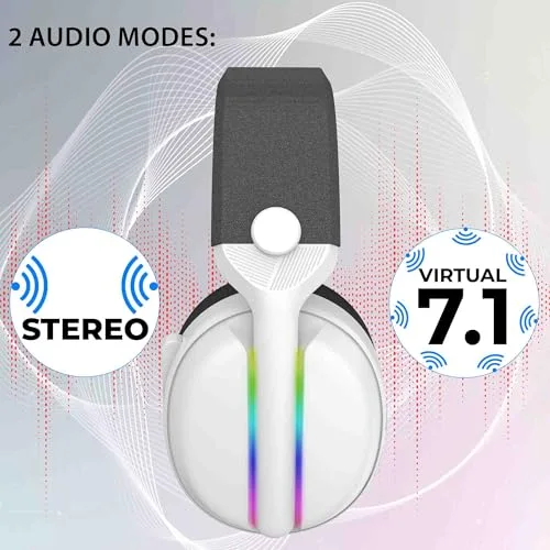 Subsonic Vektra LED Gaming Headset Blanc Sans-fil - vue 5