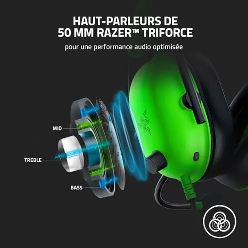 Razer BlackShark V2 X Green 50mm Circum-aural Filaire - vue 3
