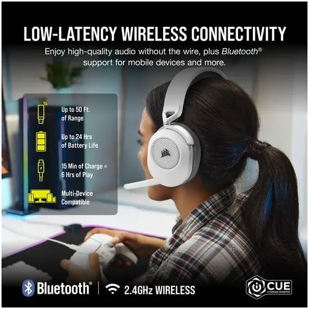 Corsair HS65 Wireless v2 Blanc - vue 2