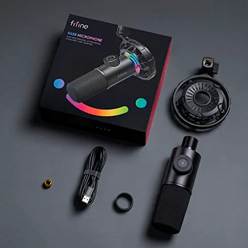 FIFINE K658 Microphone USB Dynamique RGB avec Bouton Silence et Prise Casque 3,5 mm - vue 7