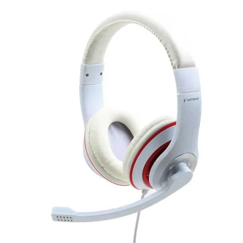 Gembird MHS-03-WTRD Micro-casque filaire blanc rouge