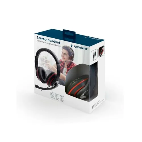 Gembird MHS-002 Micro-casque supra-auriculaire filaire noir rouge - vue 3