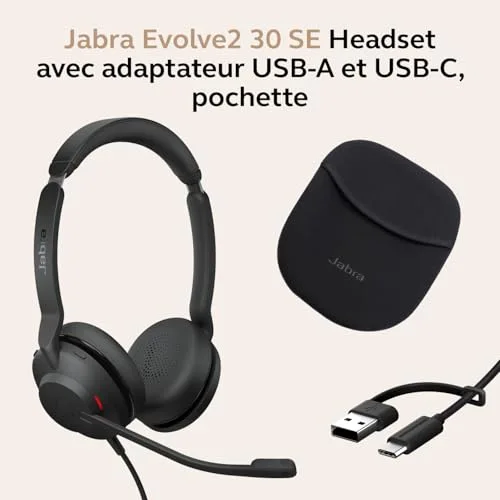 Jabra Evolve2 30 SE Micro-casque supra-auriculaire filaire USB-A/C stéréo noir - vue 7