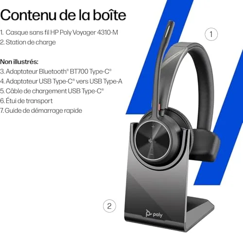 Micro-casque Bluetooth monaural Poly Voyager 4310 UC avec technologie antibruit - vue 7