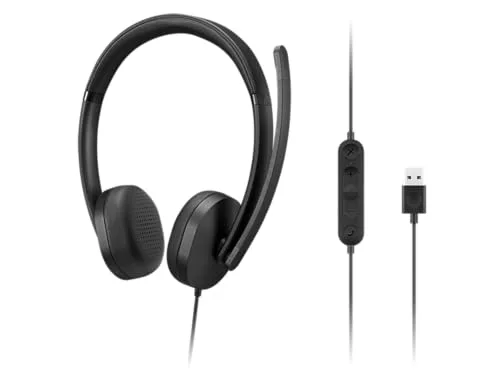 Micro-casque - filaire - USB-A - Lenovo - Lenovo Gen 2 - Micro-casque - sur-oreille - filaire - USB-A - noir - vue 2