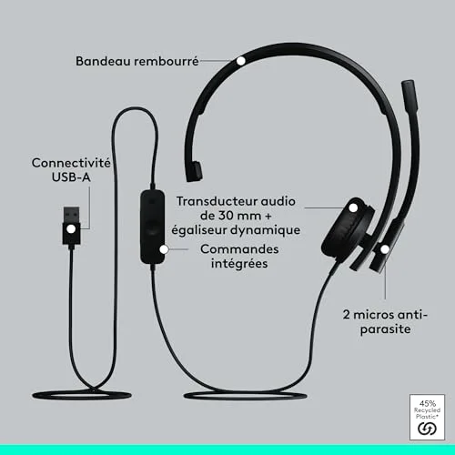 Logitech H570e USB-A Stéréo Supra-aural - vue 6