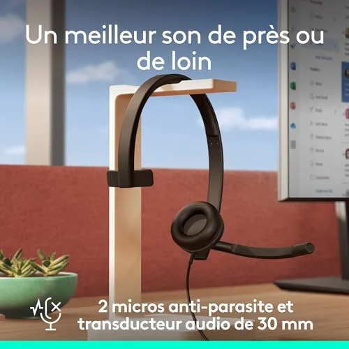 Micro-casque - filaire - USB-C - Logitech - Logitech H570e - Micro-casque - sur-oreille - filaire - USB-C - Certifié - vue 3