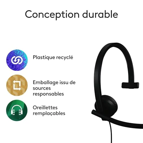 Micro-casque - filaire - USB-C - Logitech - Logitech H570e - Micro-casque - sur-oreille - filaire - USB-C - Certifié - vue 7