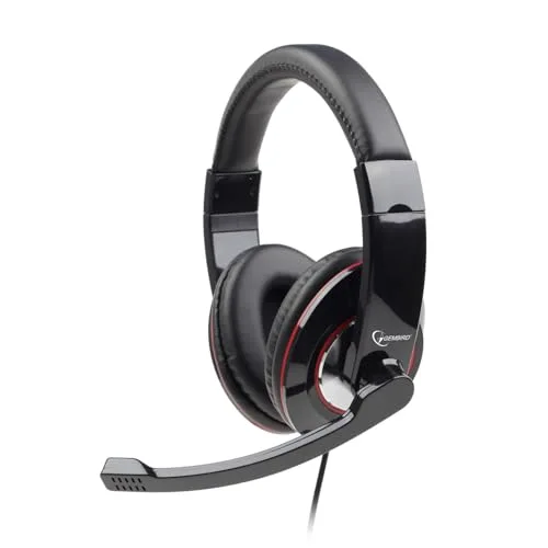 Gembird MHS-001 Casque circum-aural filaire noir brillant avec micro
