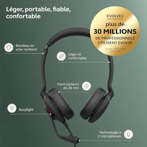 Jabra Evolve2 30 SE UC USB-C Noir - vue 2