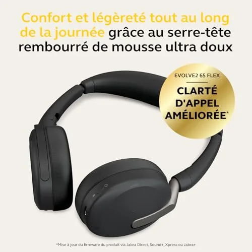 Jabra Evolve2 65 Flex UC Stereo ANC Hybride Bluetooth 5.2 - vue 2