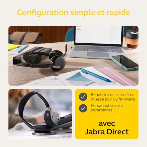 Jabra Evolve2 65 Flex UC Stereo ANC Hybride Bluetooth 5.2 - vue 5