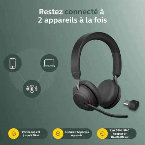 Jabra Evolve2 65 Noir Sans-fil Stéréo Supra-aural - vue 9