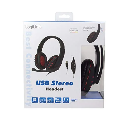 Logilink HS0033 Casque USB Binaural Noir Rouge - vue 5