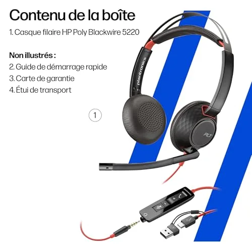 Micro-casque - POLY - Blackwire 5220 - Filaire - USB-C/USB-A - Antibruit flexible - vue 8