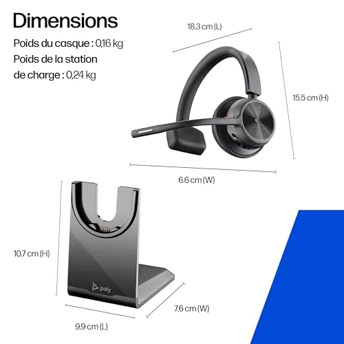 Poly Voyager 4310 UC — micro-casque sans fil Bluetooth 5.2 monaural perche microphone antibruit certifié Teams - vue 6